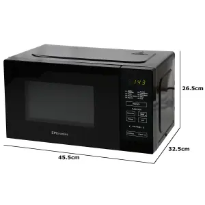 EMtronics 20 Litre Black 700W Microwave With 800W Grill, Timer and Preset Menu