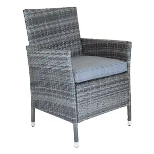 Charles Bentley Garden Outdoor Pair of Rattan Dining Chairs Grey