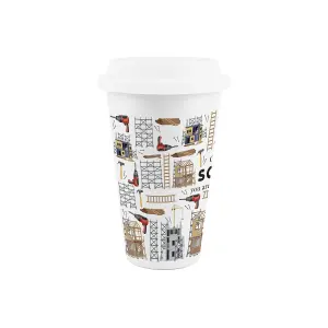 Scaffolder Ceramic Travel Mug - Novelty Tradies Gifts/New Job Presents - Double-Walled Insulated Hot/Cold Drinks Cup