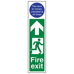 Fire Exit Man Right Door Unlocked Sign - Rigid Plastic - 75x300mm (x3)