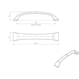 Chiselled Cabinet Pull Handle 128mm Fixing Centres 145 x 25mm Satin Nickel