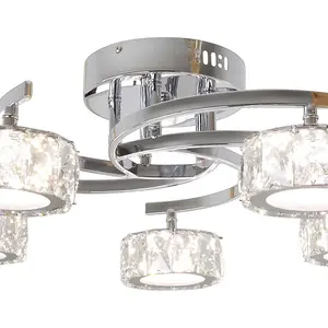 Dilan 5-Light LED Polished Chrome Semi-Flush Ceiling Light