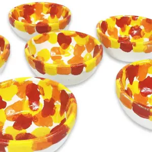 Petalo Hand Painted Ceramic Tapas Bowls in Red Set of 6 x 12cm