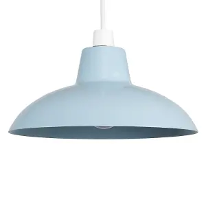 ValueLights Civic Metro Blue Ceiling Pendant Shade and B22 GLS LED 10W Warm White 3000K Bulb