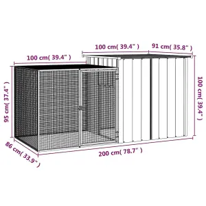 Chicken Cage Anthracite 200x91x100 cm Galvanised Steel