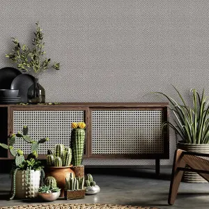 Galerie Flora Brown Diamond Weave Wallpaper