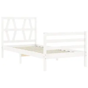 Berkfield Bed Frame with Headboard White 90x200 cm Solid Wood