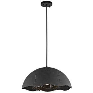 Luminosa Fracture 3 Light Dome Ceiling Pendant Weathered Zinc, E27