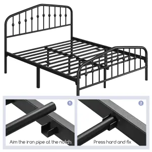 Yaheetech Black 5ft King Metal Bed Frame with Arched Headboard and Footboard