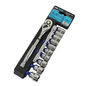 US PRO 12 Piece 3/8" Drive Metric Socket Wrench Set 10 - 19MM 3227