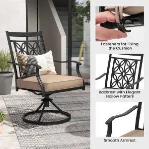 Costway 2 Piece Patio Metal Swivel Chairs Outdoor Bistro Dining Chair Set w/ Soft Cushion