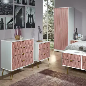 Diamond Ready assembled Matt pink & white 2 Drawer Chest of drawers (H)570mm (W)575mm (D)395mm