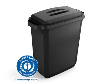 Durable DURABIN ECO Recycled Black Rectangular Recycling Bin + Black Lid - 60L