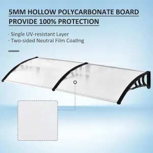 Outsunny Outdoor Curved Window Porch Canopy Awning UV Rain Cover 0.8x2m Clear