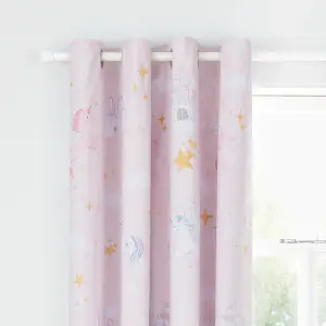 Catherine Lansfield Fairytale Unicorn 66x72 Inch Curtains Two Panels Pink