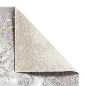 Grey Gold Abstract Modern Easy to clean Rug for Dining Room-120cm X 170cm