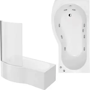 Laguna Whirlpool Spa 8 Jet B-Shaped Shower Bath With Screen + Panel Left Hand Option