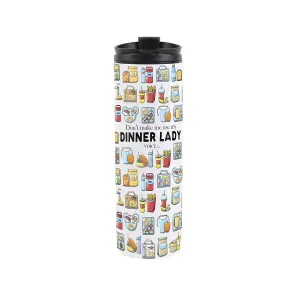 Dinner Lady Travel Mug - Novelty School Lunch Staff Gift - Stainless Steel Double-Walled Hot/Cold Drinks Travel Flask