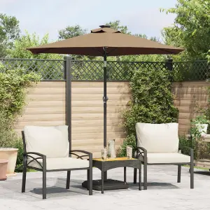 Berkfield Garden Parasol with Steel Pole Taupe 225x225x212 cm