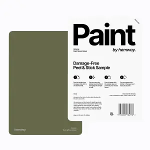 Hemway Chalk Based Furniture Paint Matt A5 Sample, Dark Moss Green, Peel & Stick Swatch For Interior Walls Wood