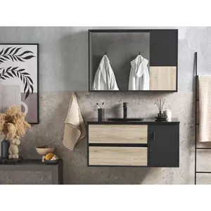 Kulraj 1000mm Wall Hung Single Vanity Unit Black