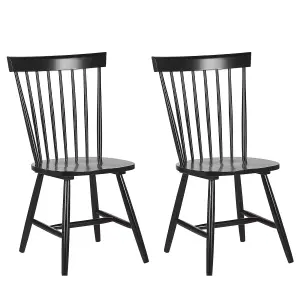 Set of 2 Dining Chairs BURGES Rubberwood Black