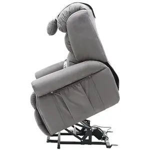 Dual Motor Rise and Recline Armchair - Waterfall Pillow - Grey Suedette Fabric