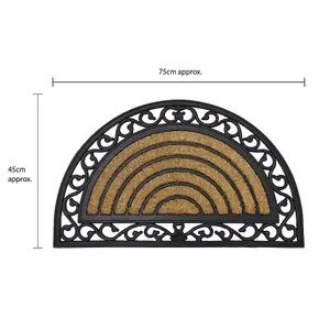 JVL Karina Half Moon Rubber TuffScrape Coir Doormat 45x75cm