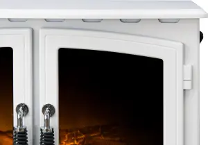 Adam Woodhouse Electric Stove in Pure White with Straight Stove Pipe in Pure White