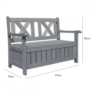 Outdoor Garden Storage Bench - Grey