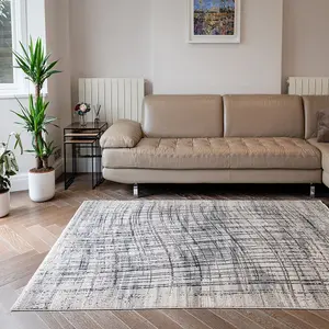 Silver Grey Abstract Abstract Modern,Natural Fibers Wool Rug For Bedroom & Living Room-240cm X 330cm