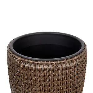 Set of 3 Plant Pots BERBERIS PE Rattan Dark Brown