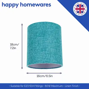 Contemporary and Sleek Teal Linen Fabric 6 Cylindrical Lamp Shade 60w Maximum