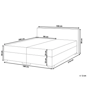 Fabric EU Super King Size Divan Bed Light Grey PRESIDENT