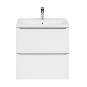 GoodHome Imandra Slimline Gloss White Wall-mounted Bathroom Cabinet (H) 600mm (W) 600mm