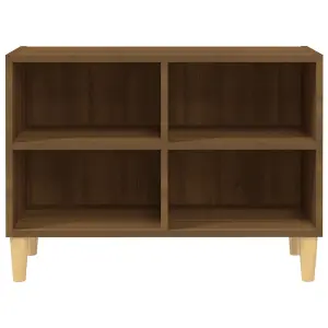 Berkfield TV Cabinet with Solid Wood Legs Brown Oak 69.5x30x50 cm