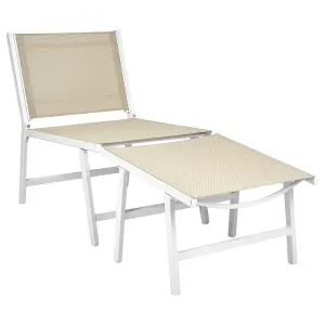 Set of 2 Garden Chairs MARCEDDI with Footstool Metal Beige