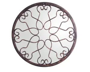 Primrose Blossoming Deep Bronze Metal Outdoor Garden Framed Round Mirror