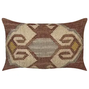 Throw Cushion URPAD Jute 30 x 50 cm Geometric Red