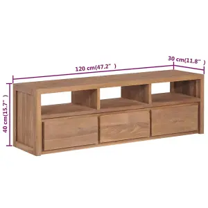 Berkfield TV Cabinet Solid Teak Wood with Natural Finish 120x30x40 cm