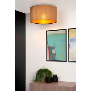 Lucide Magius Scandinavian Flush Ceiling Light 42cm - 1xE27 - Light Wood