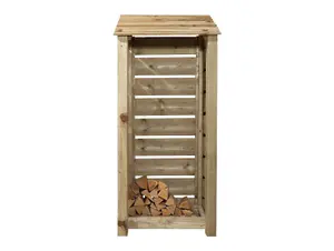 Slatted wooden log store W-79cm, H-180cm, D-88cm - natural (light green) finish