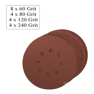 20 x Hook and Loop 150mm Sanding Disc Sheets 60 Grit Palm Sander Orbital Pads