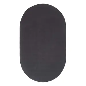 Homescapes Black Handmade Woven Braided Oval Rug, 90 x 150 cm