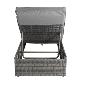 Charles Bentley Garden Waterproof Reclining Rattan Sun Lounger Grey