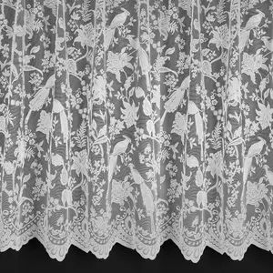 Home Curtains Snowden Botanical Net 500w x 206d CM Cut Lace Panel White