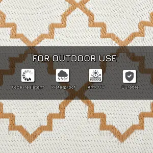 Outsunny Reversible Waterproof Outdoor Rug W/ Carry Bag, 182 x 274cm, Brown