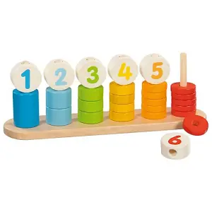 Childrens Wooden Toy Game Learn to Count Kids Wood Colourful Number Sorting Game