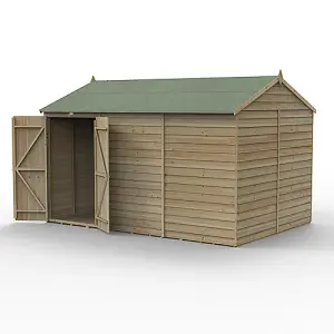 4LIFE Reverse Apex Shed 12x8 - Double Door - No Windows