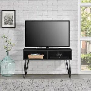 Owen Retro TV-Stand with 2 Shelves Black Oak